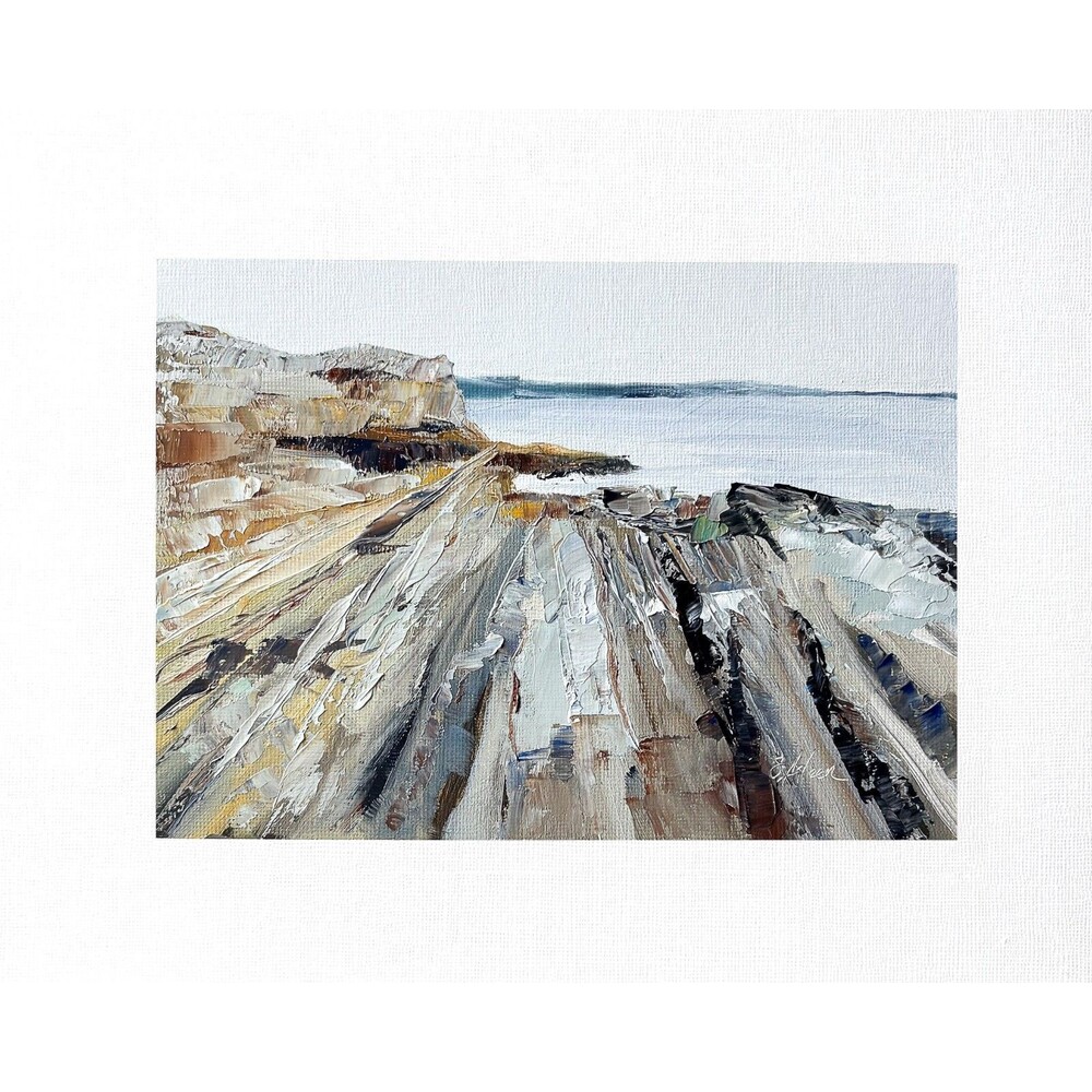 8x10 Maine Original Oil Landscape Painting Rocky Coast New England Ocean Signed